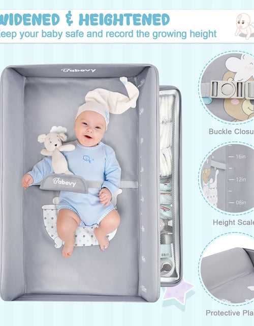 Load image into Gallery viewer, Portable Baby Changing Table with Wheels,Adjustable Height ,Foldable Diaper Change Table with Cleaning Bucket , Nursery Organizer &amp; 2 Tier Storage Rack, Infant Newborn Mobile Nursery Organizer
