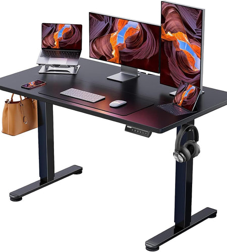 Height Adjustable Electric Standing Desk, 48 X 24 Inches Sit Stand up Desk, Memory Computer Home Office Desk (Black)