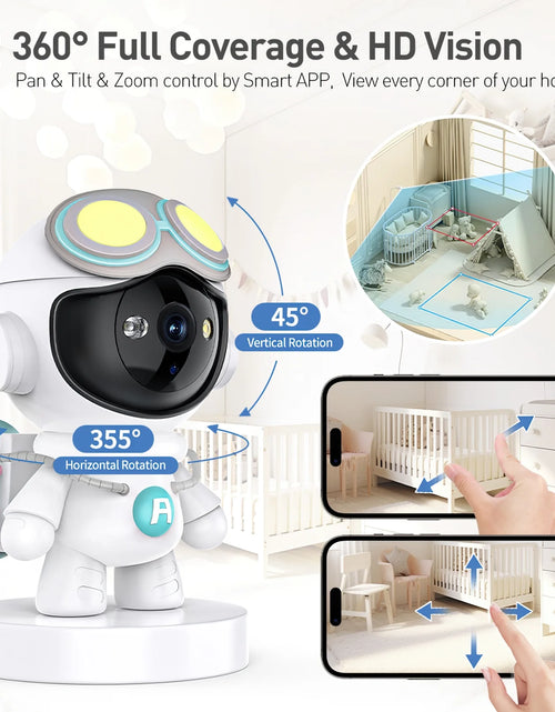 Load image into Gallery viewer, Baby Monitor, 360° Wireless 5G Nanny Cam with Safety Alerts, 4MP HD Wifi Camera for Human &amp; Pet Detection, Home Security Camera with Two-Way Audio, Motion Tracking, IR Night Vision, Sleep Tracking
