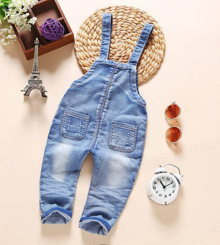 Baby & Little Boys/Girls Blue & Black Denim Overalls,Jean Workwear