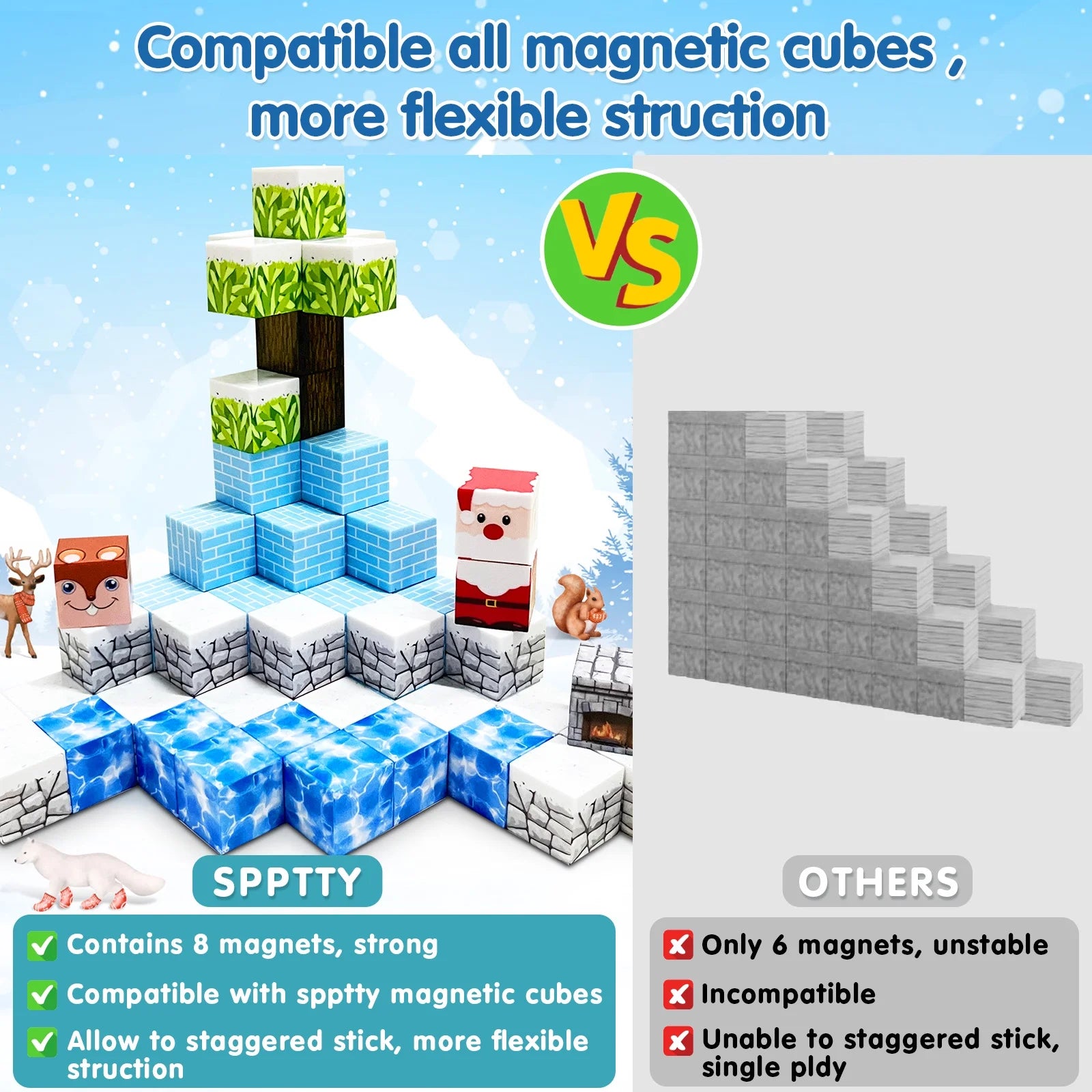 100PCS Magnetic Blocks,Princess Castle Magnetic Tiles,Kids Games Toys for Toddler