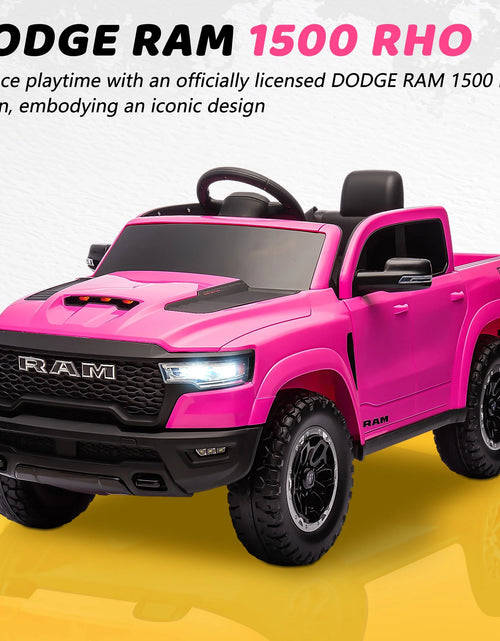 Load image into Gallery viewer, RAM Ride on Car, 12V Powered Ride on Toy with Remote Control, 4 Wheel Suspension, 5 Point Safety Belt, MP3 Player, Bluetooth, LED Lights, Electric Cars for 3-8 Years Boys Girls
