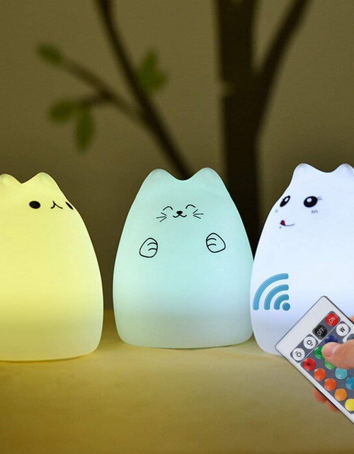 Load image into Gallery viewer, Cat Lamp, Remote Control Silicone Kitty Night Light for Kids Toddler Baby Girls Rechargeable Cute Kawaii Nightlight (Popurlarity Kitty)
